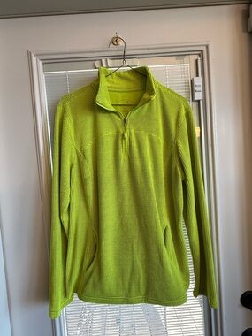 Tangerine Neon Lime Waffle-Knit Quarter-Zip Pullover